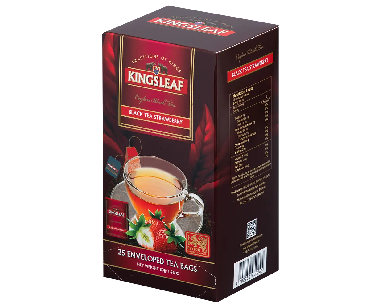 Kingsleaf – Trà đen hương dâu tây 25 túi lọc riêng (màu đỏ)