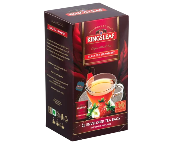 Kingsleaf – Trà đen hương dâu tây 25 túi lọc riêng (màu đỏ)