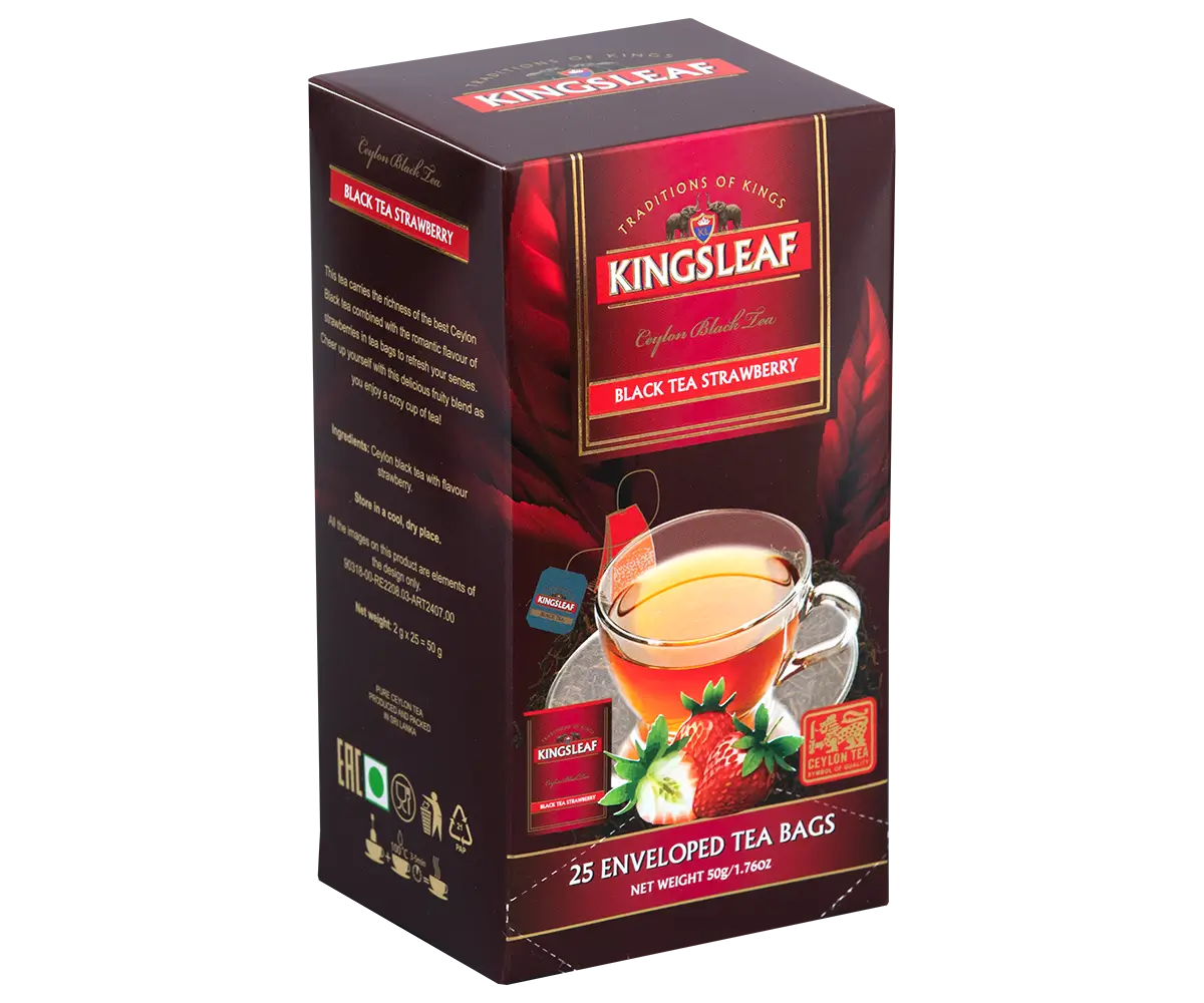 Kingsleaf – Trà đen hương dâu tây 25 túi lọc riêng (màu đỏ)