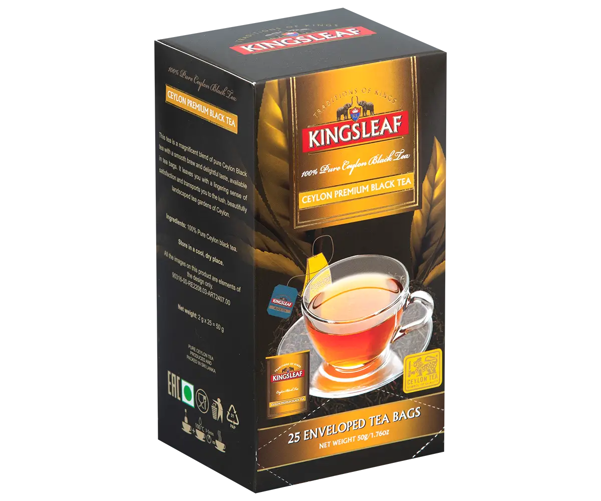 Kingsleaf – Trà đen Ceylon thượng hạng 25 túi lọc riêng (màu vàng) 1.5g